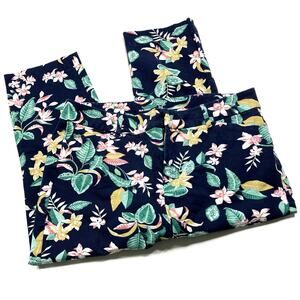 Old Navy Blue Floral Pixie High Rise Capri Pants Secret Slim Pockets Womens 14